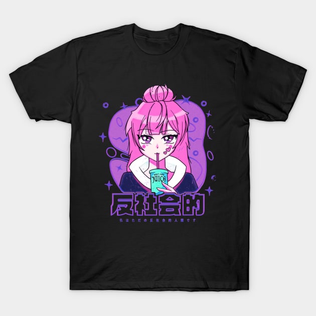 Anime Girl with Kanji Pink Version T-Shirt by SolidFive7